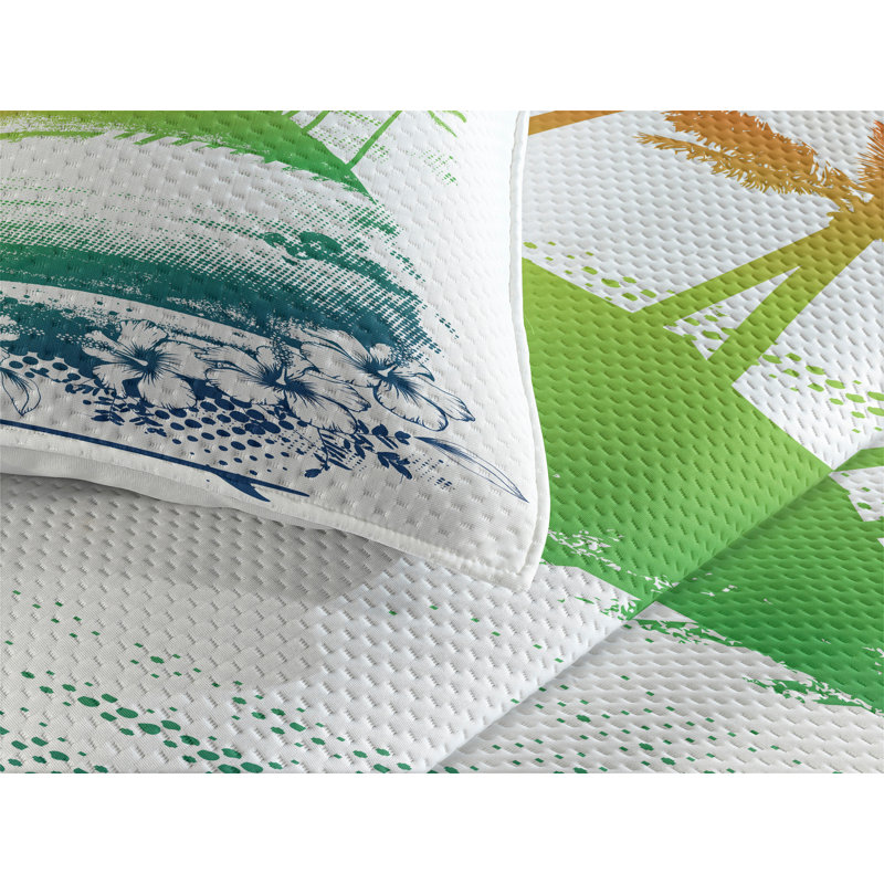 Island Coastal Polyester Coverlet, King Bedspread + 2 Shams