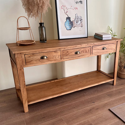 55.12" Natural Colour Rectangular Solid Wood Console Table