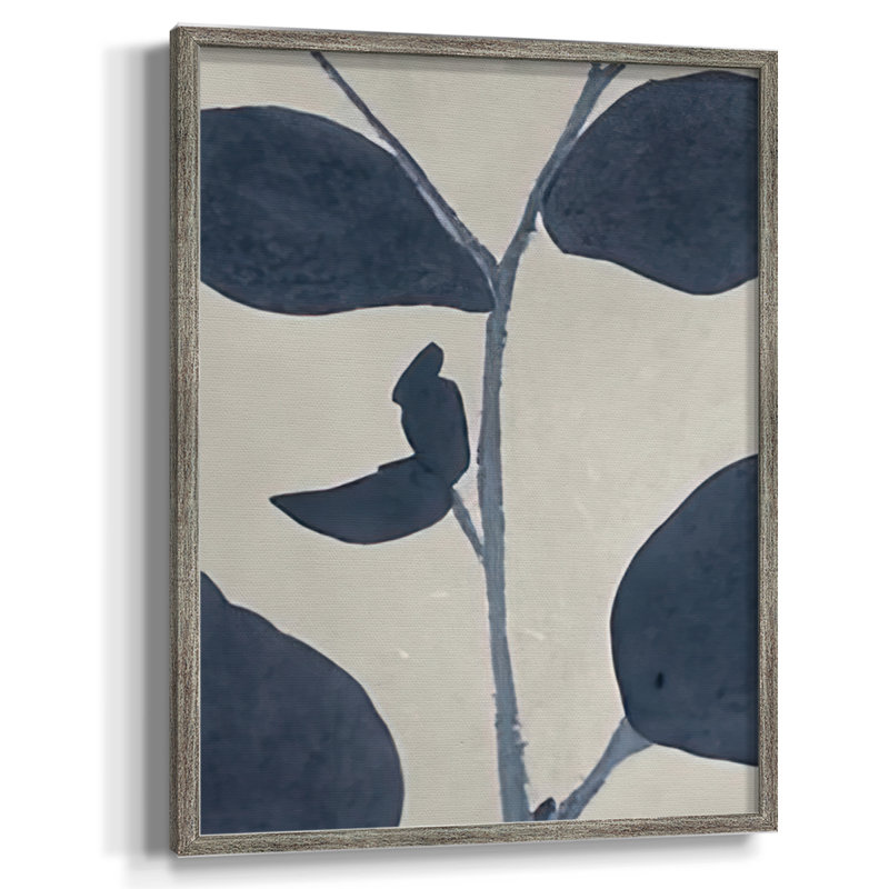 Reproduction encadrée bleu marine fleurs pressées III, H 15 po x l 12 po