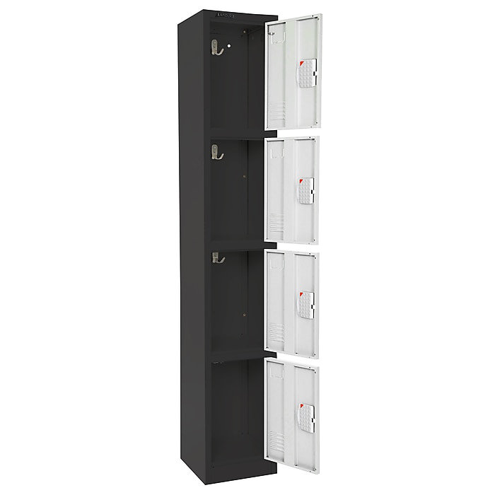 72" Black and White Steel 4-Tier Storage Locker with Digital Lock