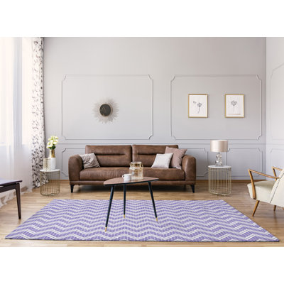 Tapis mauve/gris à chevrons à main inversé