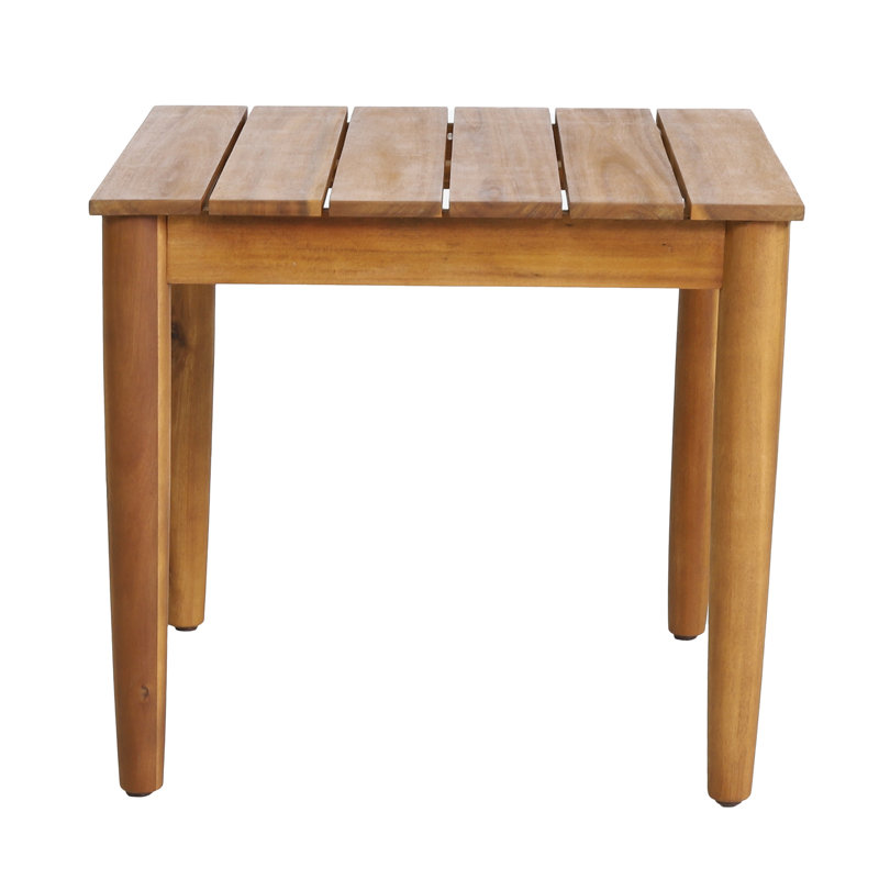 Wood Side Table In Rustic Flair With Slat Ornament, 19.78"x19.78"x18.46", Style Accent,