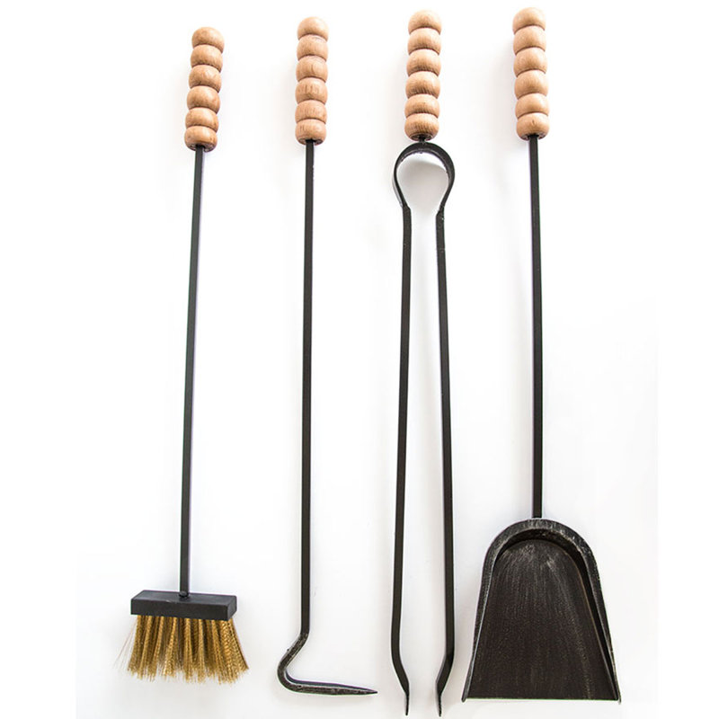 Koa Iron Fireplace Tool Set