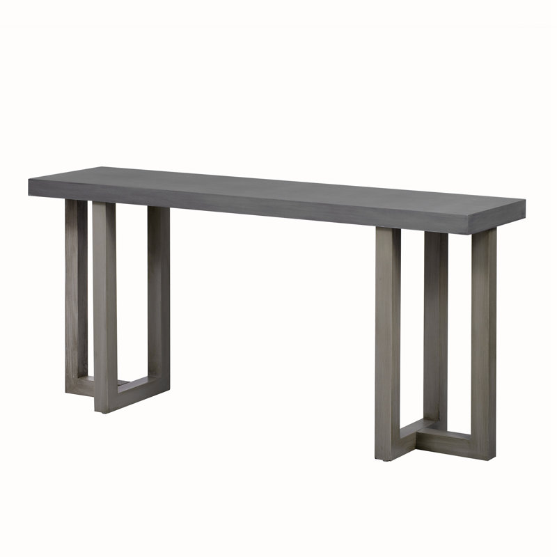 Console Table with Solid Pine Legs, Dark Gray/Light Gray