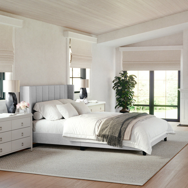 Lit plateforme tapissier Martha Stewart Kay, Grand, Gris