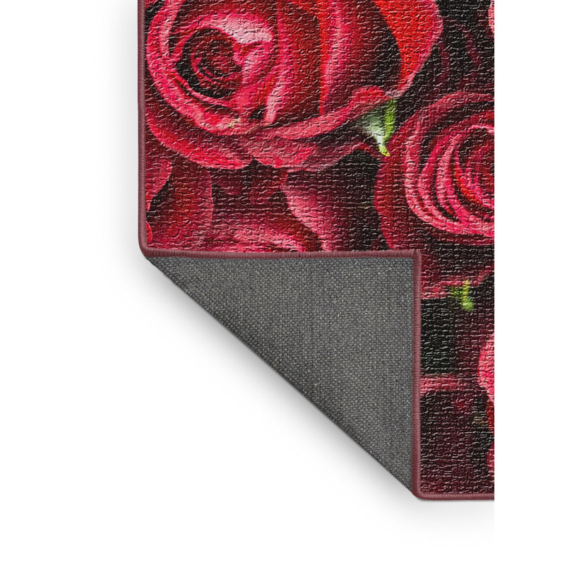 Tapis zone rouge roses, Rectangle 5 pi x 7 pi