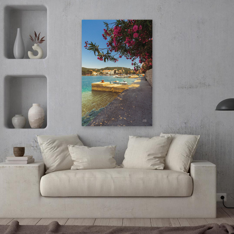 Beauté de la mer, bateau bleu turquoise, H 36 po x l 24 po