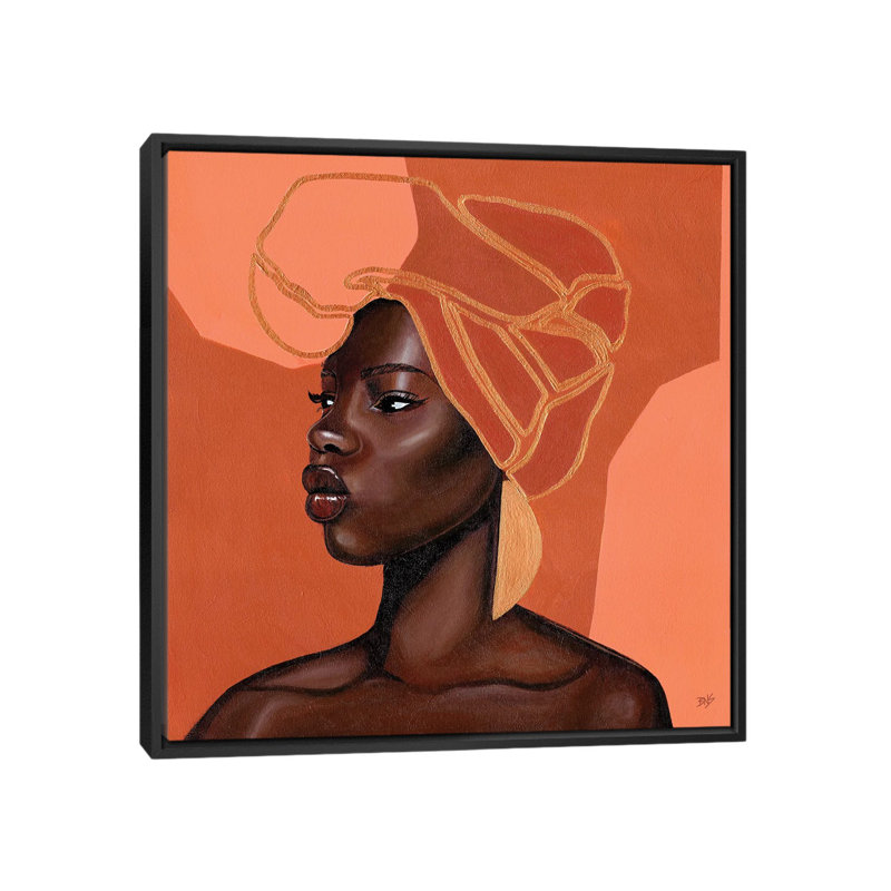 « Adah » par Bria Nicole-impression d’art graphique, Pas de tapis, H 26 po x l 26 po x P 1,5 po, Toile avec cadre noir