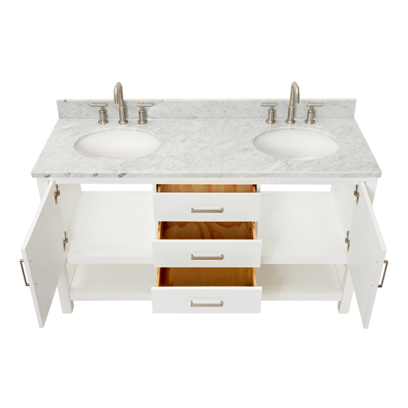 Bayhill 73'' W Double Vanity, 61", White, Oval
