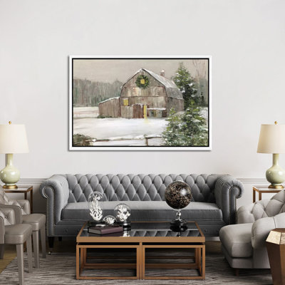 Winter Barn by Sally Swatland - Print on Canvas
