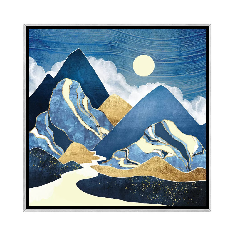 Moon River - impression d'art graphique, Aucun mat, H 18 po x l 18 po x 1,5 po, Toile avec cadre argenté