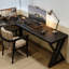 Bureau d'écriture rectangulaire en bois massif noir-1670840553-1670840533