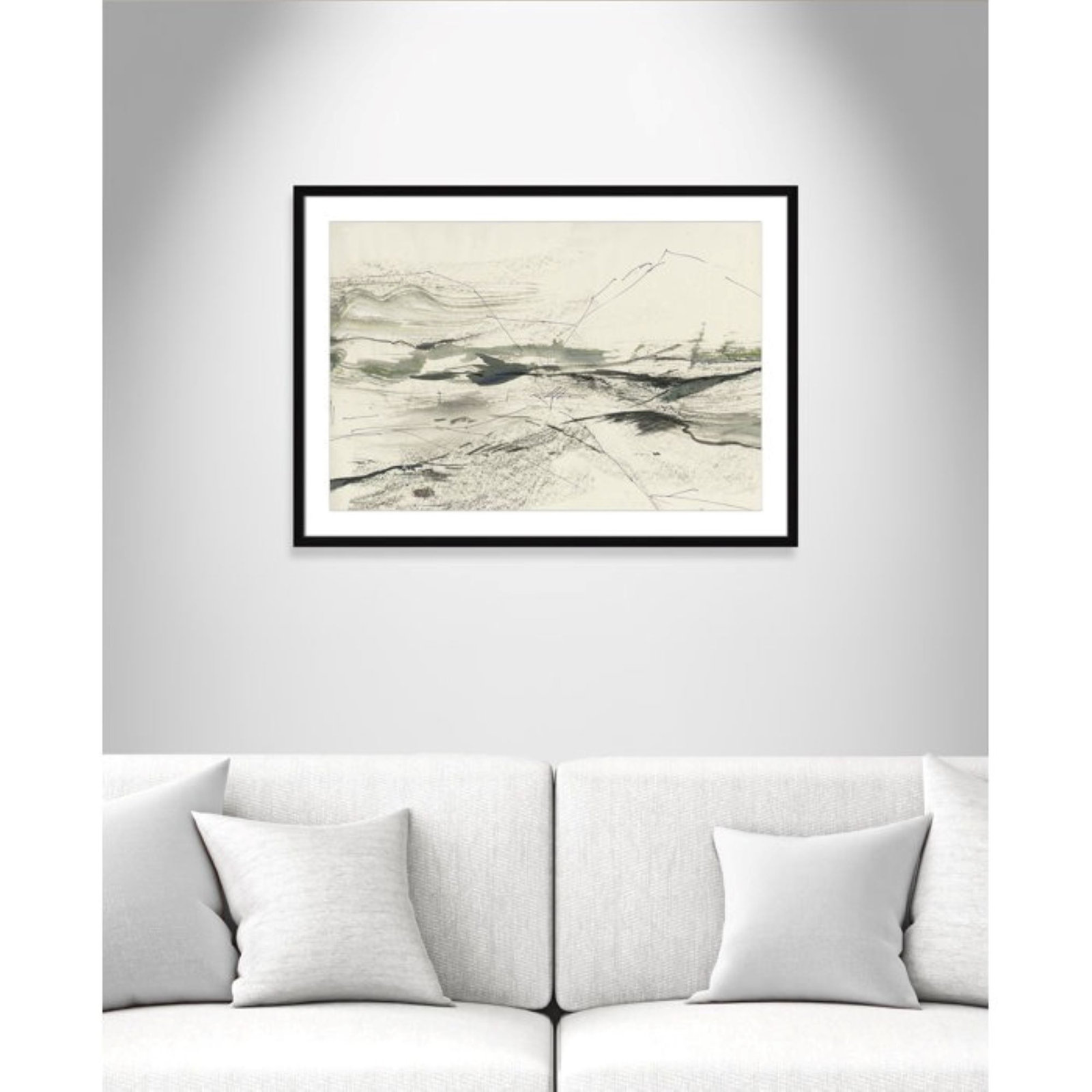 Green Sketches Print by PI Studio, White, Black Box Picture Framed, 25.5" H x 35.5" W x 1.25" D