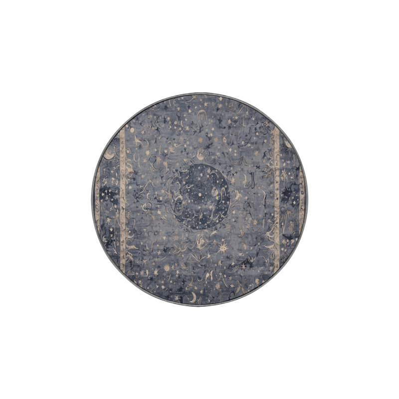 Machine Washable Gray Area Rug, Round 6'