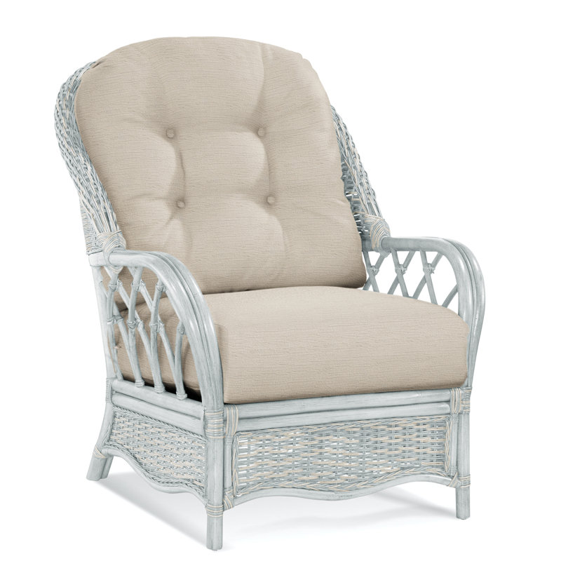  Everglade Rattan Arm Chair, Bisque, Snow Crypton Performance; 0884-91