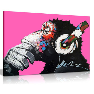 Cool Ape With DJ Heaphones - Wrapped Canvas Print