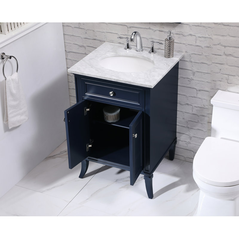 Ensemble de meuble-lavabo simple 24 po Inverleigh, Carrare blanc, Bleu, Chrome