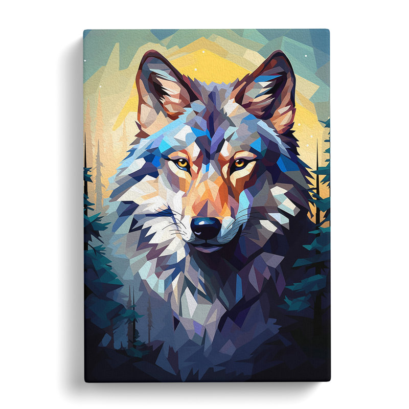 Wolf Cubism - No Frame Print, 60cm H x 40cm W x 3cm D