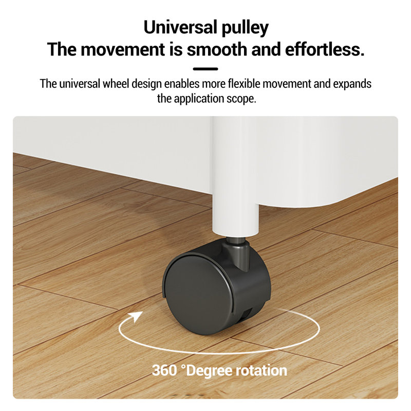 Tablette utilitaire compacte à 5 niveaux avec roulettes et paniers latéraux amovibles pour la cuisine et la salle de bain