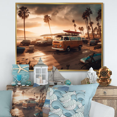 «Beachside Camping III - Modern Beach», reproduction d'art murale en bois