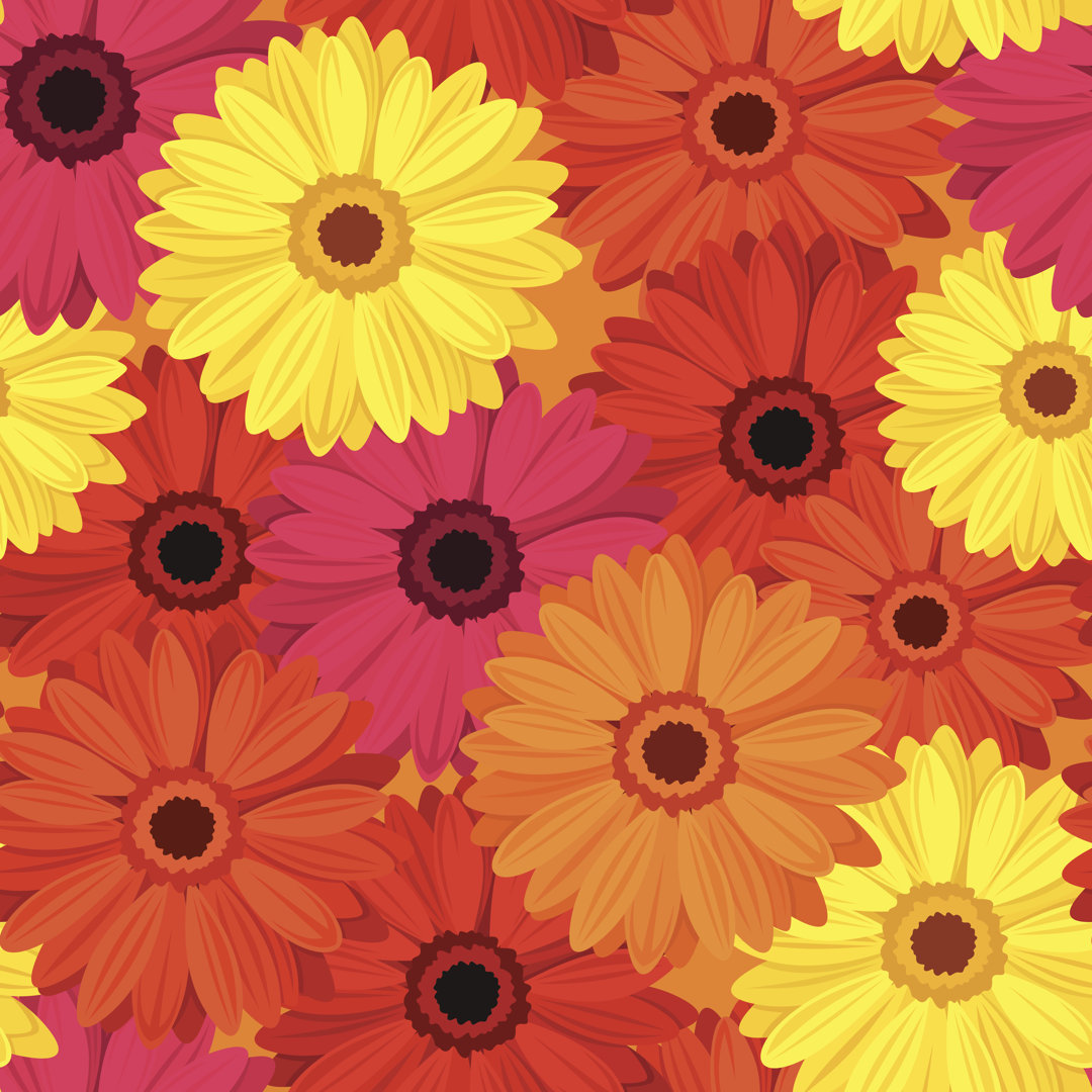 Goltry Coloured Gerbera Vector by Naddiya - Leinwandfoto im Wickel