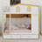 Bunk Bed with House Shaped Guardrails, Storage Shelves and Drawers-1332818512