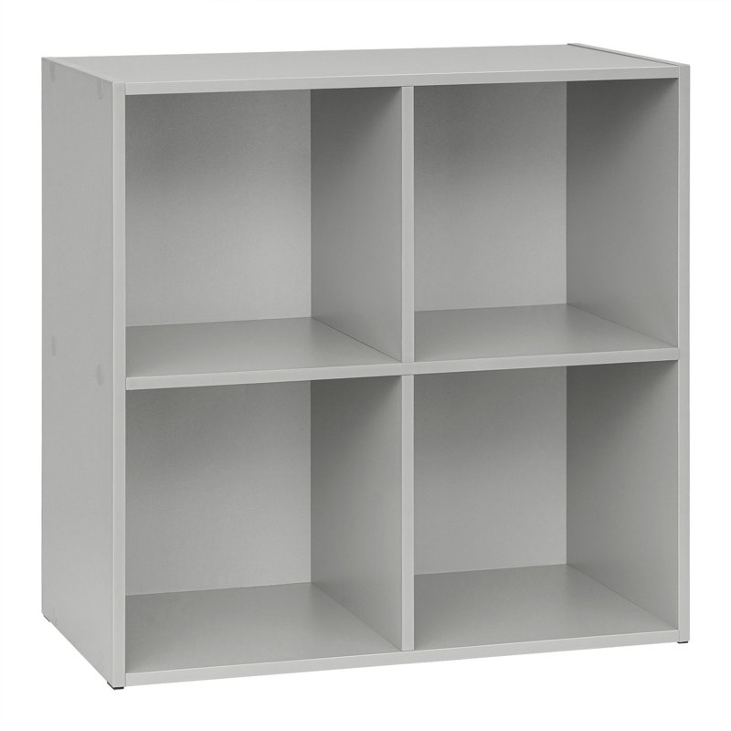Cube Bookcase, Grey, (2 Shelves) 59.8cm H  x 59.6cm W  x 29cm D