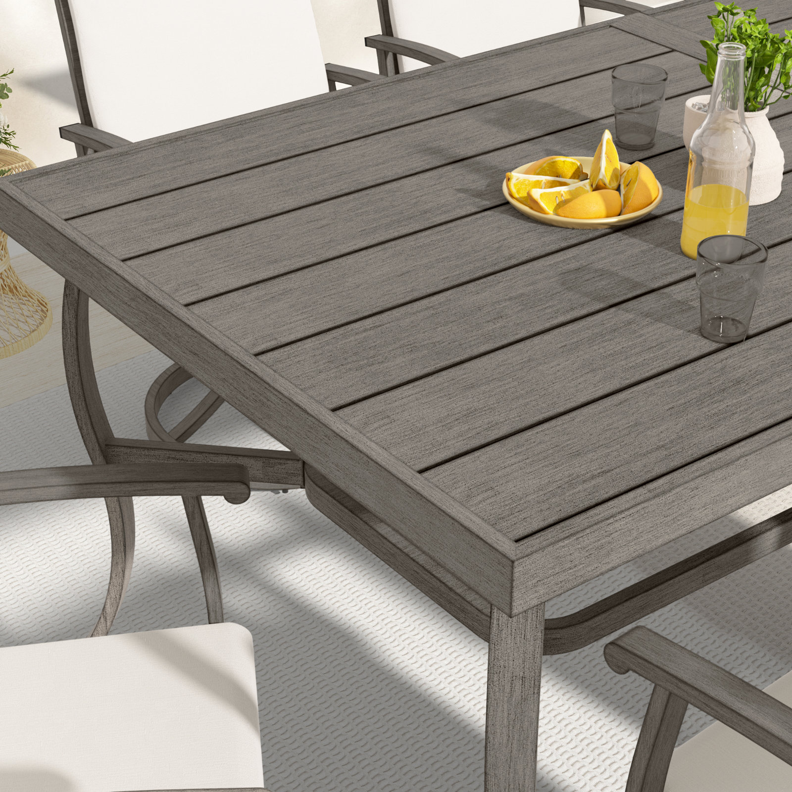 Whittlesey 84" Patio Dining Set, 8, Gray