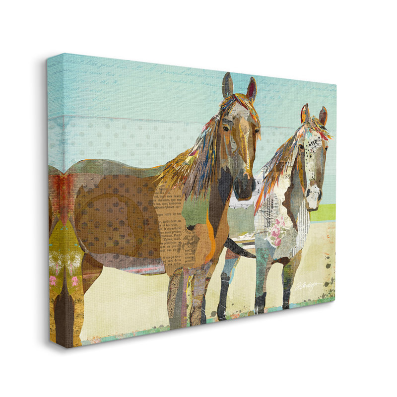 «Wild Farm Horses Layered» par Traci Anderson - impression, Toile tendue, H 16 po x l 20 po x P 1,5 po