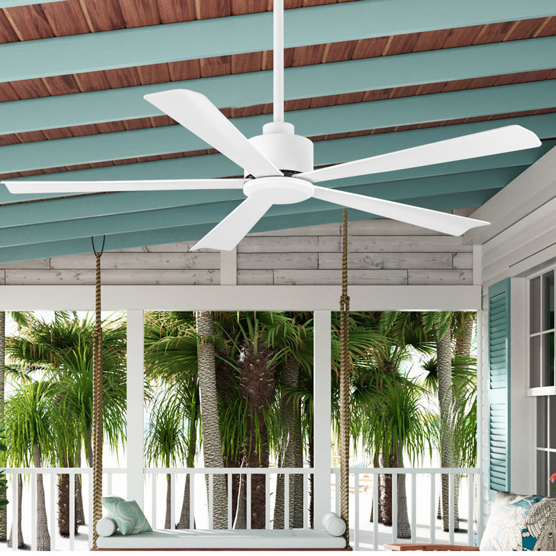 Ventilateur de plafond 52 po avec lumière et télécommande, Blanc
