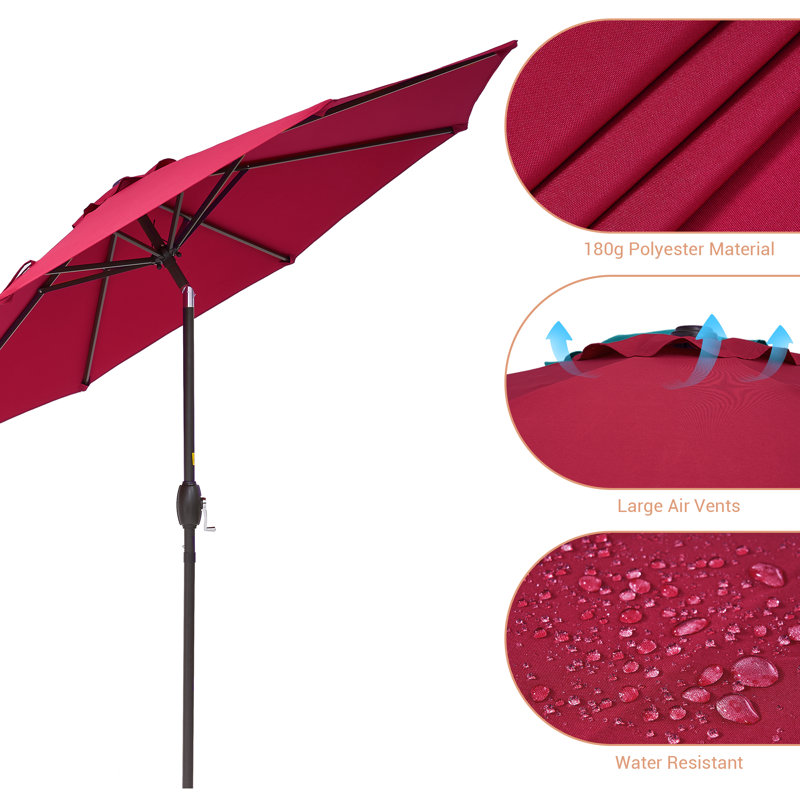 Parasol de marché rond 106,3 po Asyraf, Rouge