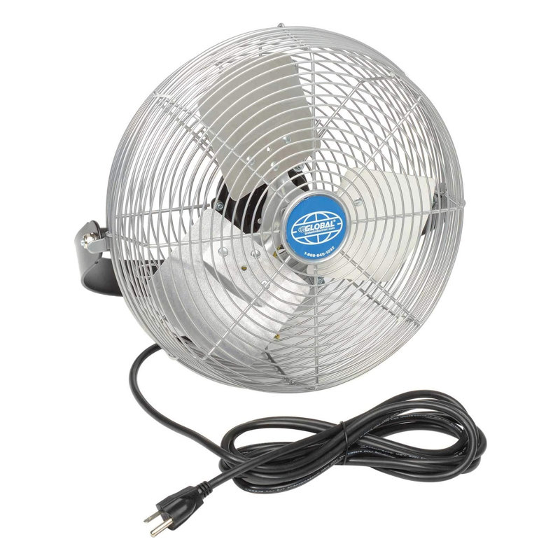 Global Industrial 12 Inch 3 Speed 360 Rotation Workbench Wall Mount Rotating Fan