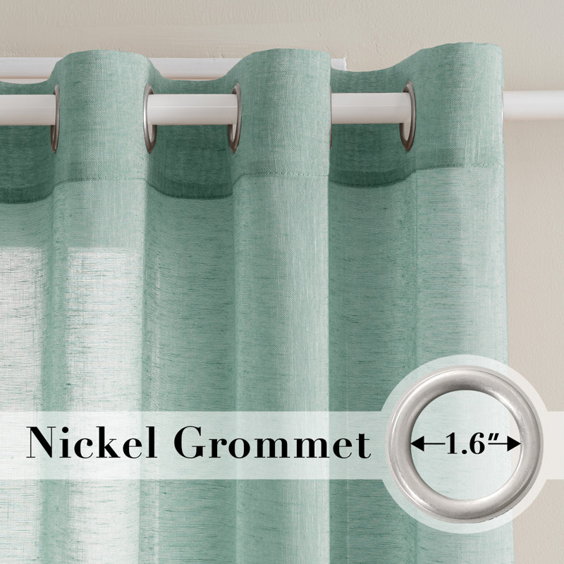 Rideaux semi-transparents avec œillets en mélange de lin - 37 po / 52 po de largeur, panneaux semi-privés et filtrant la lumière pour chambre à coucher 