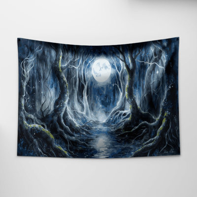 SciFi Enchanted forest moonlight Wall Tapestry