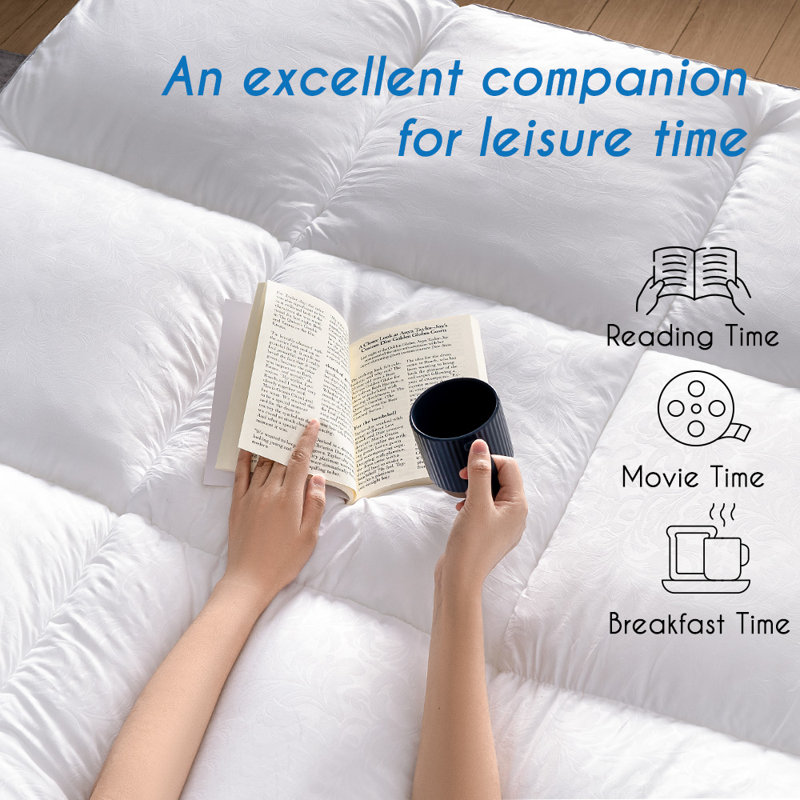 King Size White Down Alternative Mattress Topper with Elastic Bands