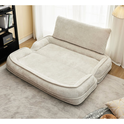 Vidéo pour lit double pour chien paresseux pour lire et travailler Très grand canapé-lit à 5 positions en chenille beige réglable