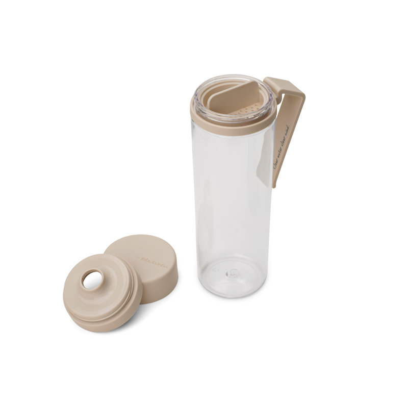 Brabantia Make & Take Water Bottle Leak-Proof with Fruit Strainer, 16.9 fl oz (500 ml), Soft Beige