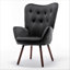 Fauteuil à oreilles de style Mid-Century moderne, fauteuil capitonné en tissu de polyester avec pieds évasés en bois massif pour le bureau de la chambre à coucher et du salon-1050347564