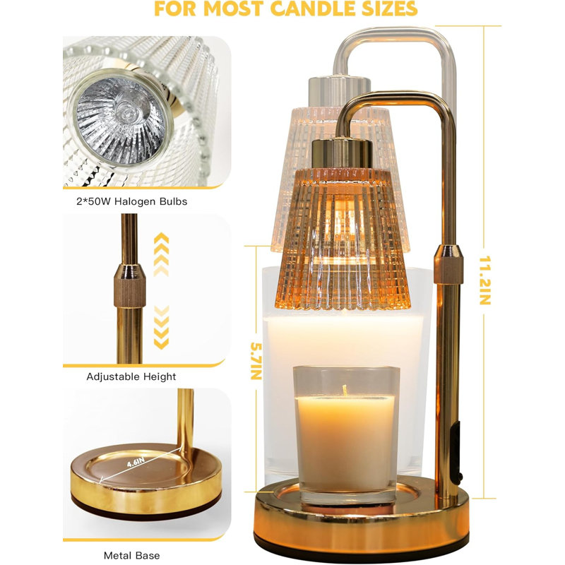 Lampe bougie dorée à intensité variable avec minuterie