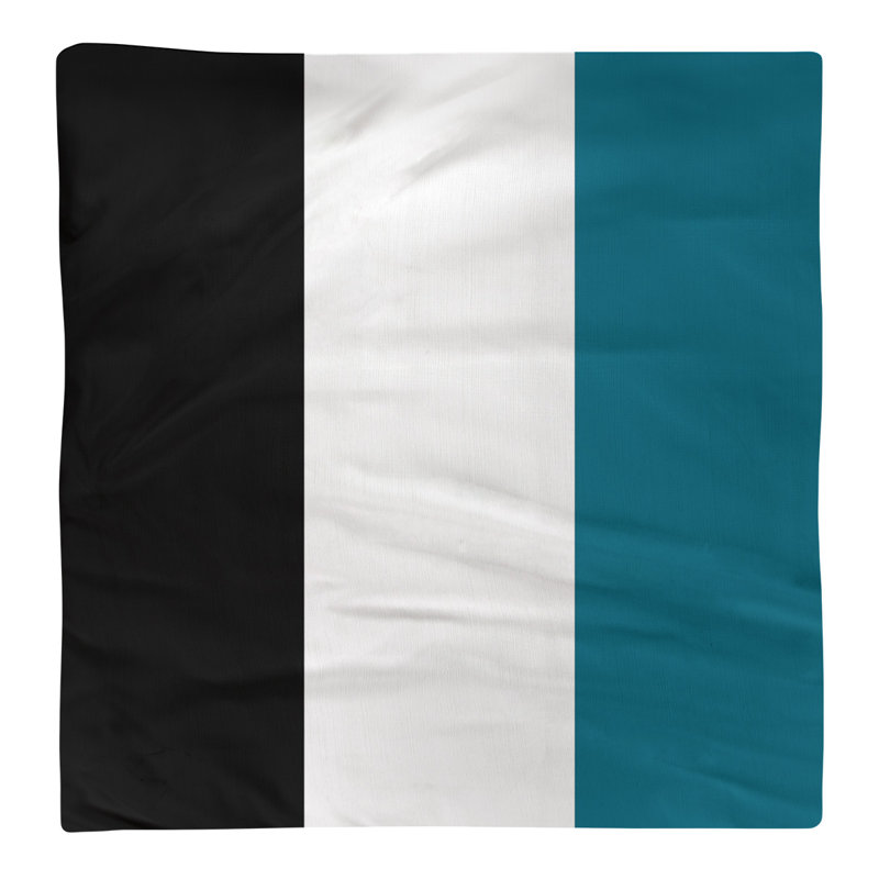 Cotton Striped Square Napkin, Black/White/Aqua