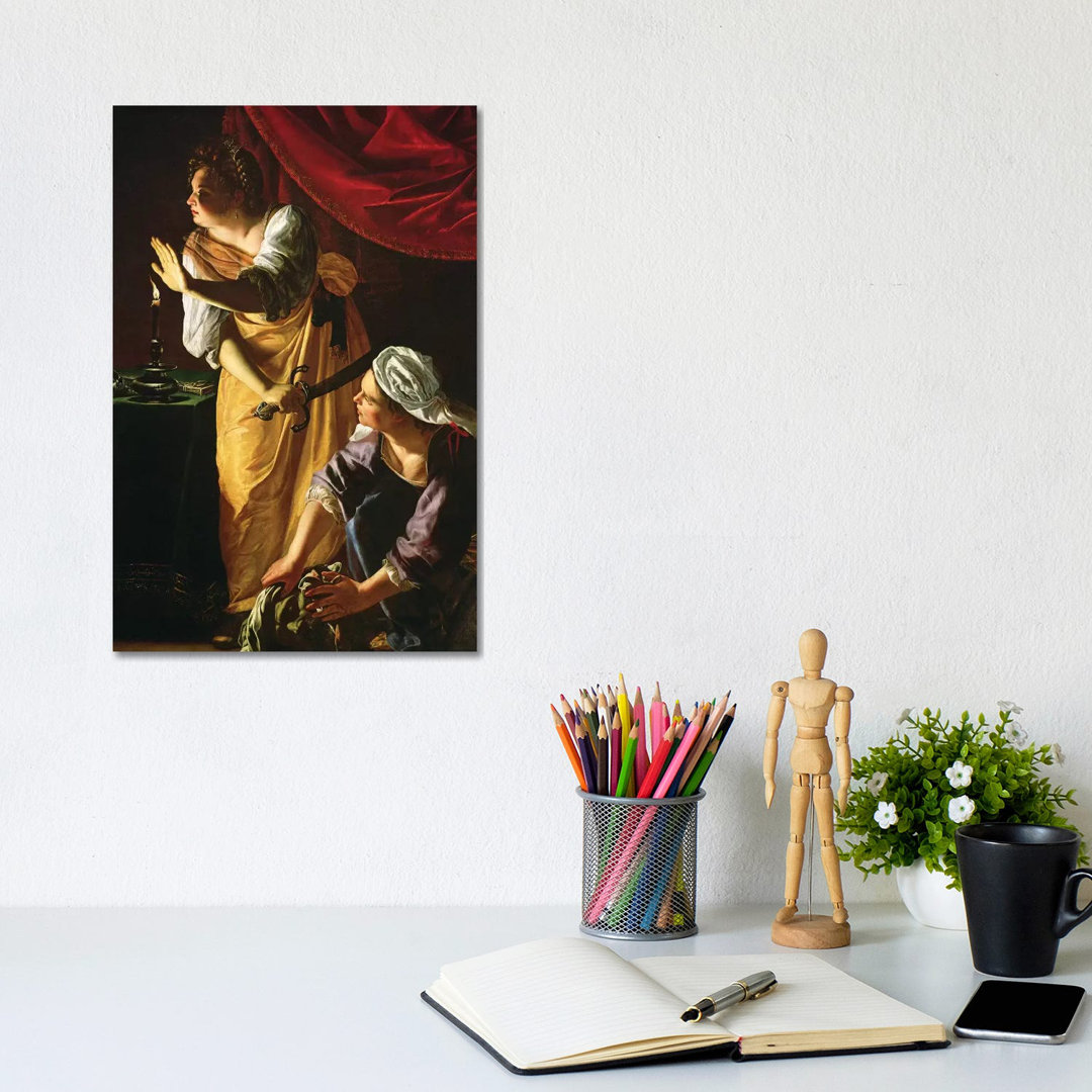 Judith And Maidservant With The Head Of Holofernes, C.1625 by Artemisia Gentileschi - Wrapped Canvas Painting
