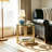 2-Tier Round Side Table, Glass End Table for Small Space in Living Room, Bedroom, Gold