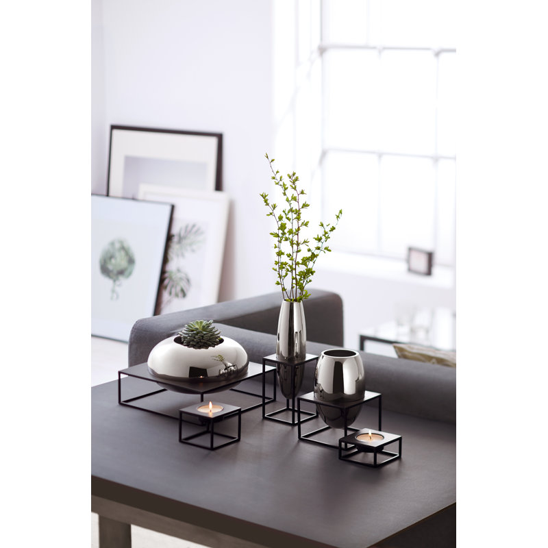 Solero Nickel Table Vase, 21cm H x 14cm W x 14cm D