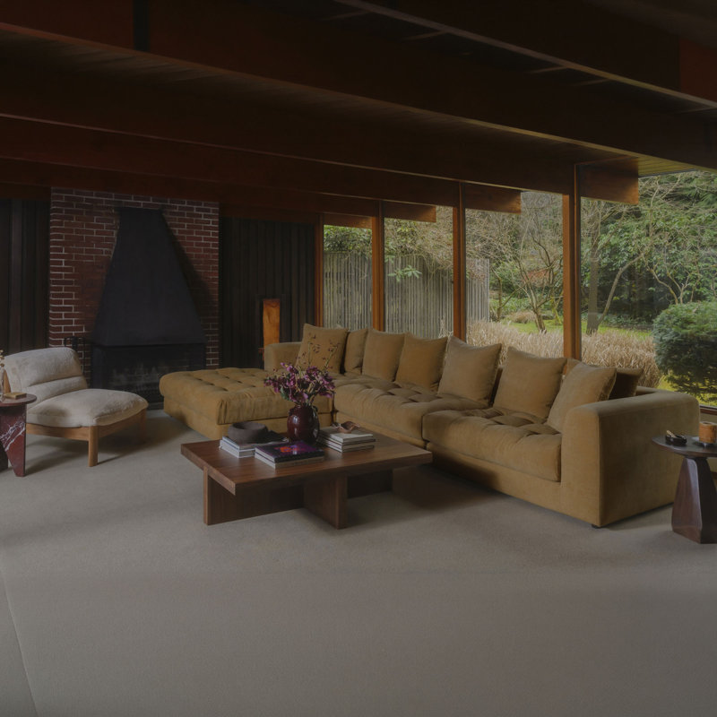 Davie Lounge Modular Sectional Olive, Yellow Polyester, 30.7" H x 147.5" W x 87" D