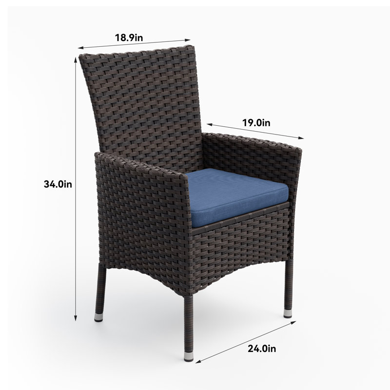 Hemraj 10-Piece Outdoor Dining Set Rattan Chairs With Cushions And Matching Glass-Top Tables, Navy
