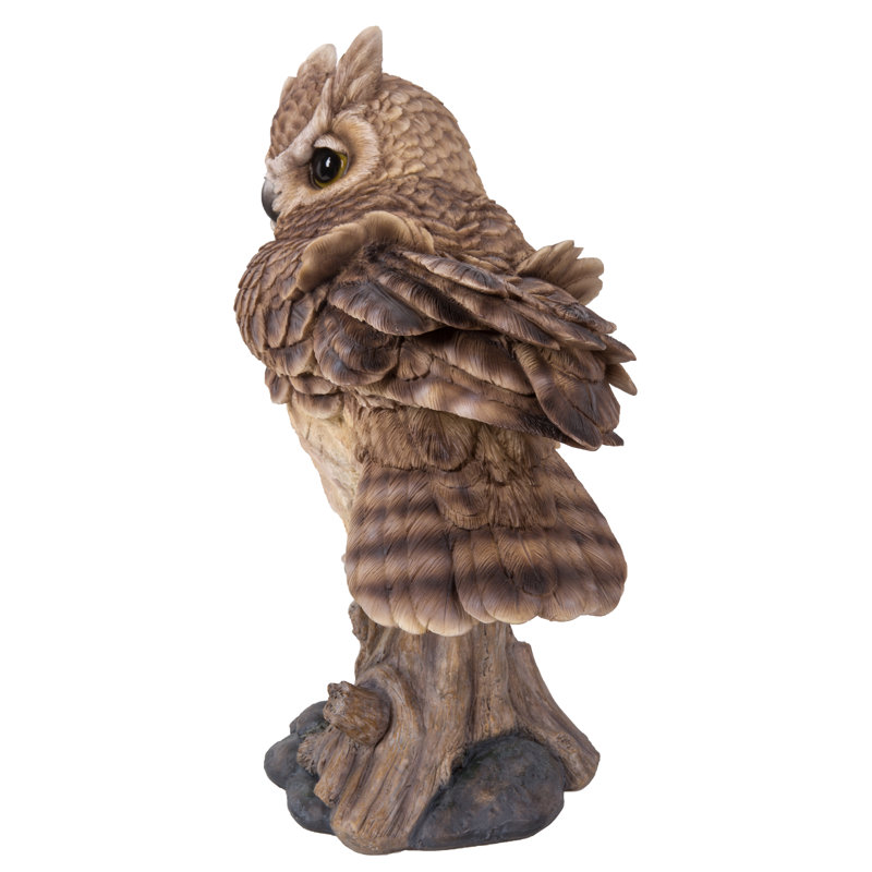 Large Brown Polyresin Long Eared Owl Statue
