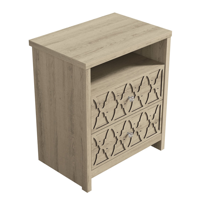Table de chevet 2 tiroirs Chessani, Chêne d'Oslo, Individuel
