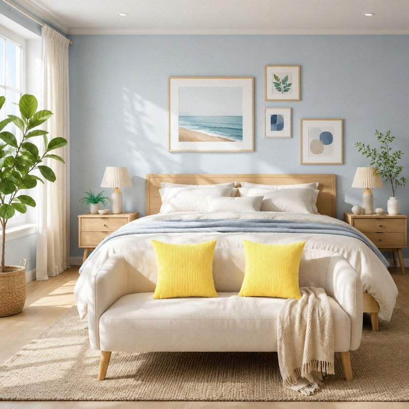 Housse de coussin simple à rayures, Yellow