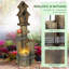 Fontaine d'extérieur avec cabane à oiseaux Outsunny, bain d'oiseaux en cascade avec tronc d'arbre rustique à 3 niveaux, lumières DEL pour porche, terrasse, décor de jardin, brun