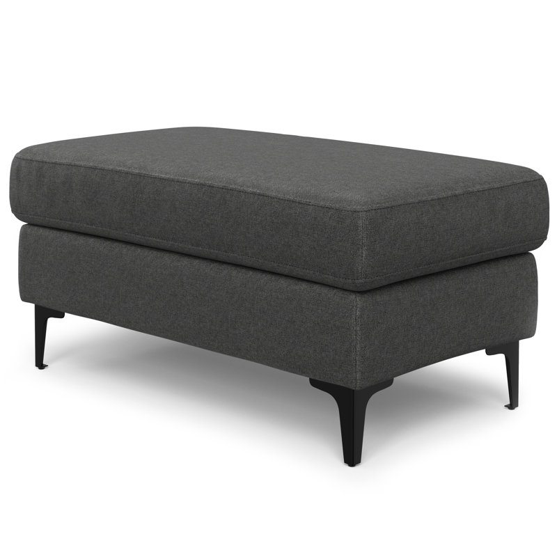 Ava Pebble Grey Upholstered Ottoman with Metal Legs